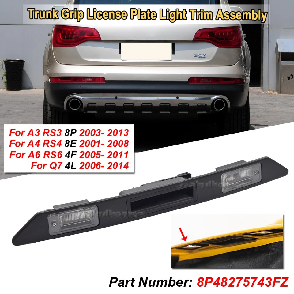 Car Rear Trunk Tailgate Handle With LED Light For AUDI A4 B7