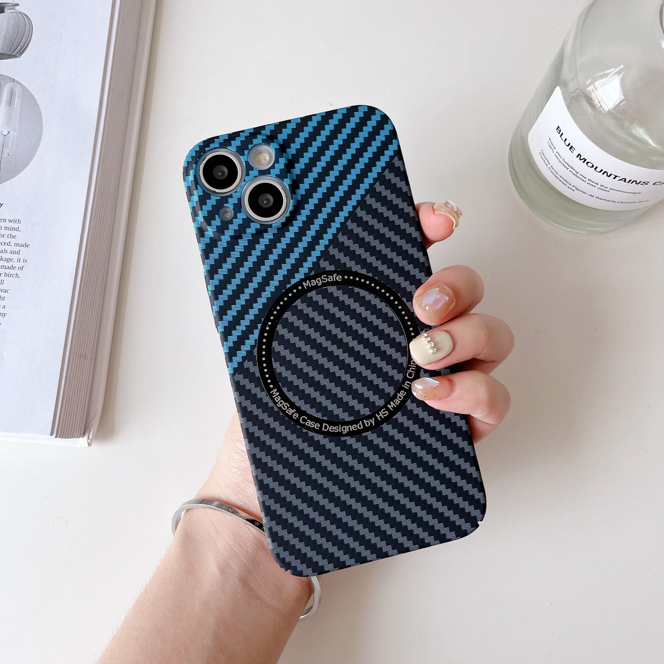 

Ultra Thin Magnetic Carbon Fiber Plastic Case For iPhone 15 14 11 12 13 Pro Max Cover