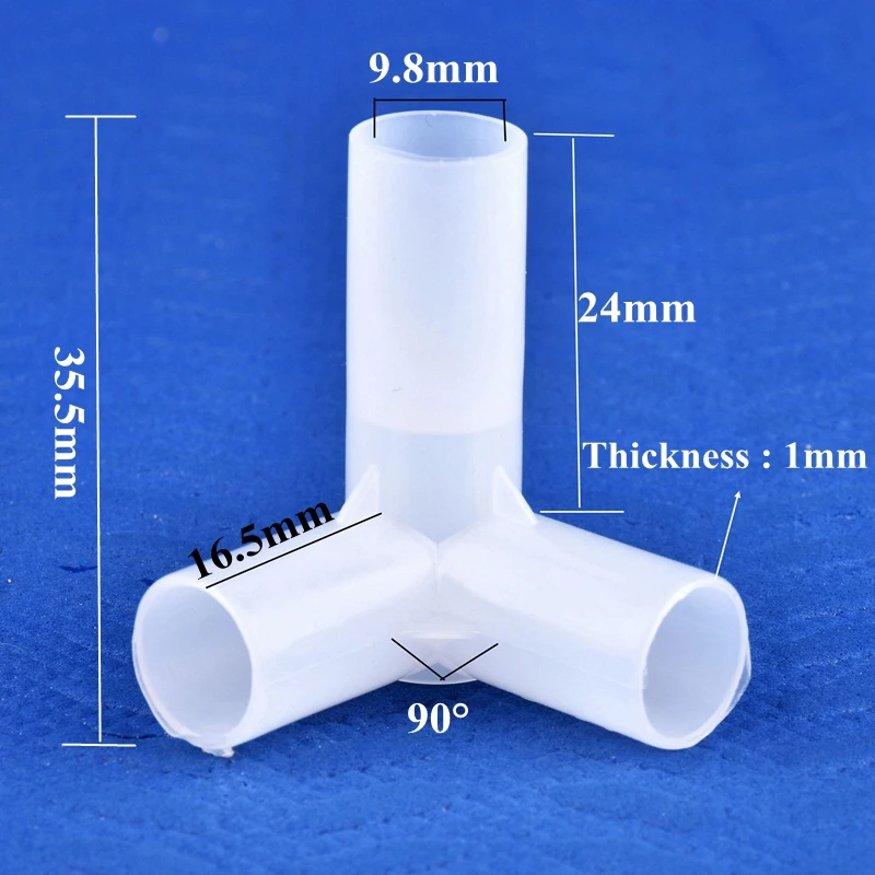 Description Picture 5 of item2-30Pcs Inner Dia 9.8mm Plant Support Connector Tee Four Way Joint Pipe Adapter Wardrobe Fittings Shelf DIY Yard & Garden Decors