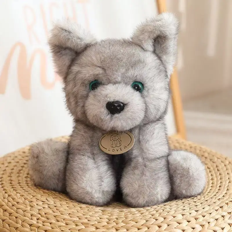New Cuddly Sitting Little Wolf Dog Plush Toys Soft Fluffy Husky Puppy Doll Lovely Companion Pets Children Birthday Gift