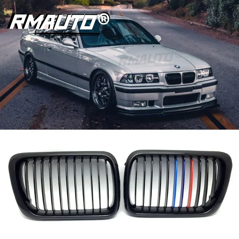 

1 Pair M Style Gloss Black Car Front Bumper Kidney Grille Racing Grill for BMW E36 M3 3 Series 1997-1999 Car Accessories