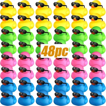 6/12/24P/48CS Mini Rubber Ducks Duck Toys Mix Color Squeak and Float Ducks Toy for Kids Party Birthday Supplies Rubber Duck