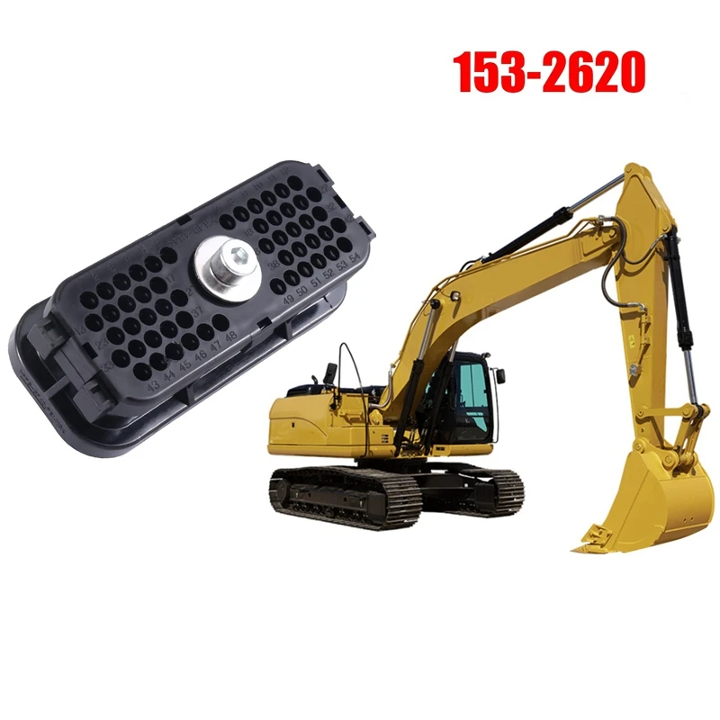 

54Pin Black Waterproof Wiring Connector For E312C E312D E320C E320D Carter Excavator Computer Version Plug 153-2620