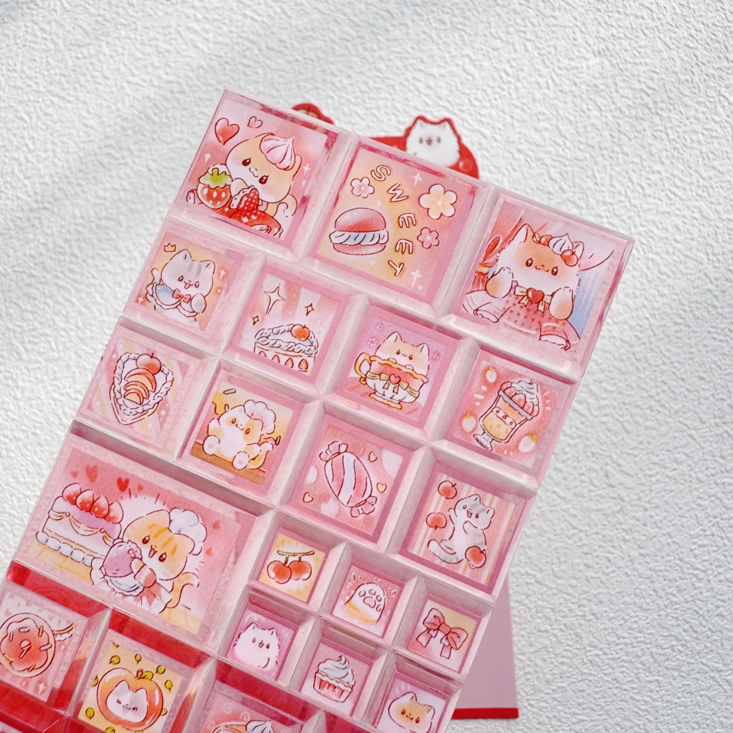 네코니 귀여운 사각형 드롭 블록 씰 3D 스티커 미니 스크랩북 DIY 저널링 문구 다이어리 귀여운 스티커 학용품