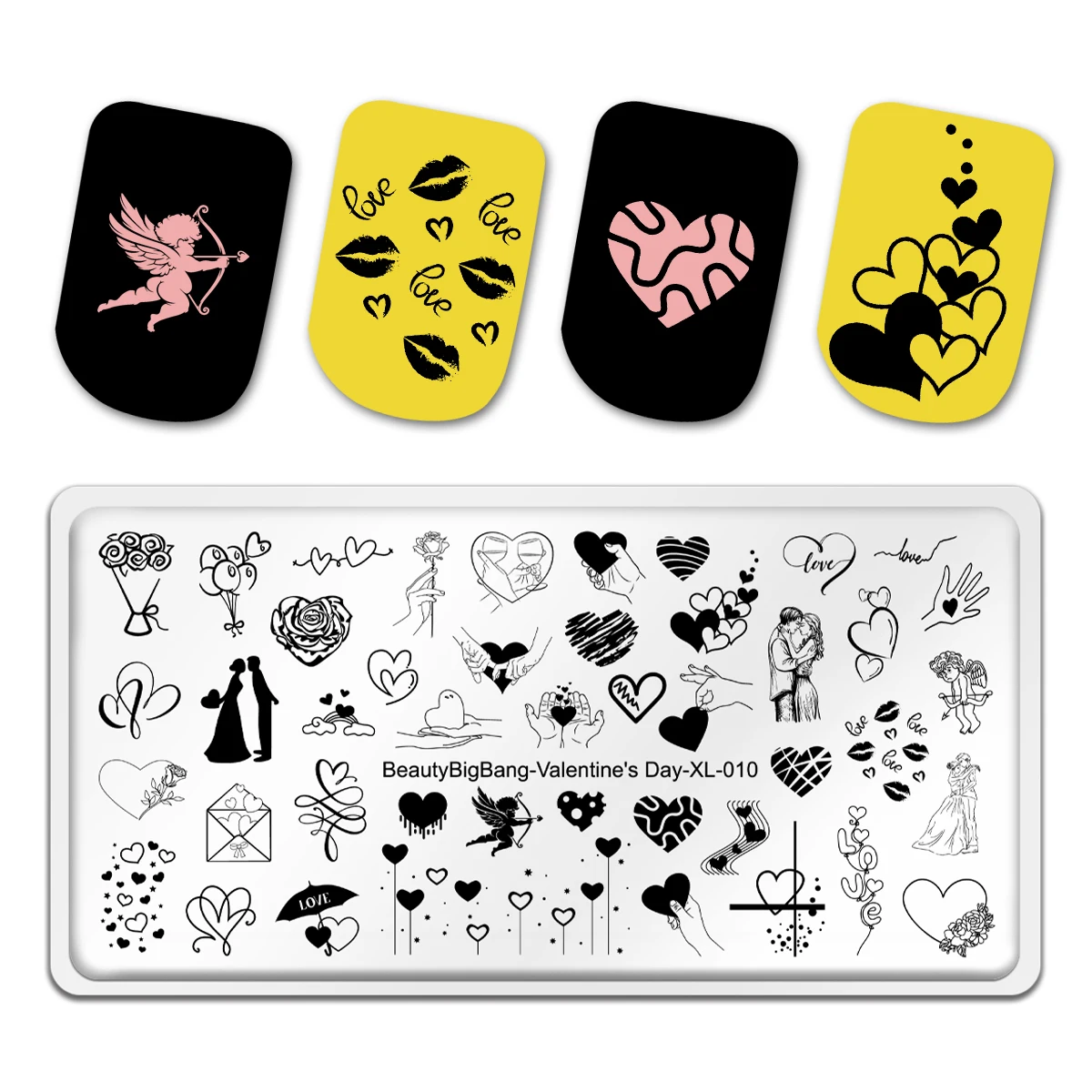 BeautyBigBang 2023 Valentine's Day Nail Stamping Plates Rose Flower Love  Theme Nail Art Templates Nail Design Stencil Tools