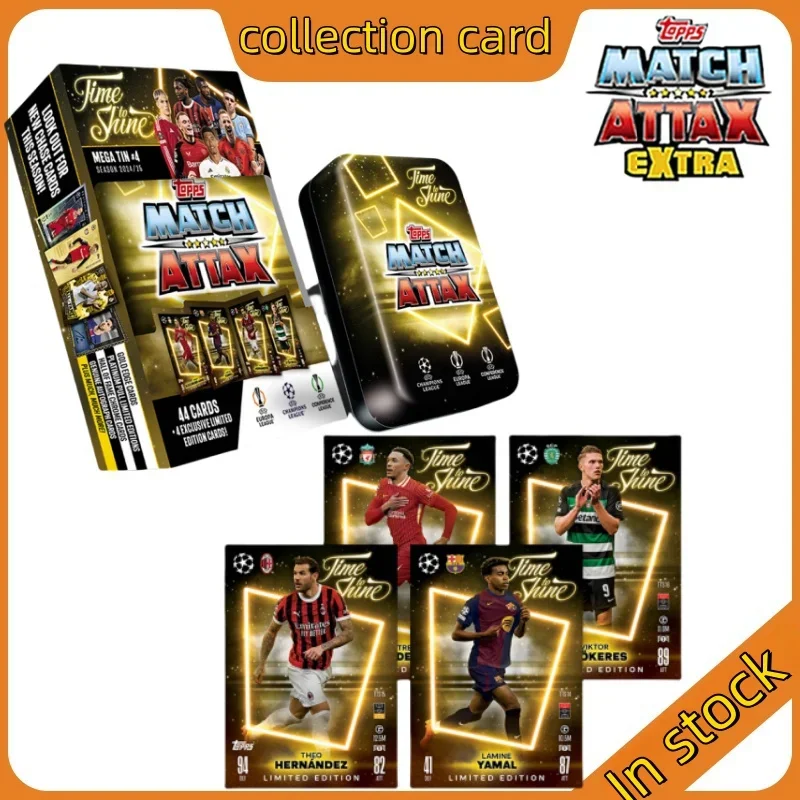 Collectible Cards Football Trading Cards TOPPS Soccer Star Card TOPPS MATCH ATTAX European Championship Football Star Collection Card Large Iron Box Fans Gift