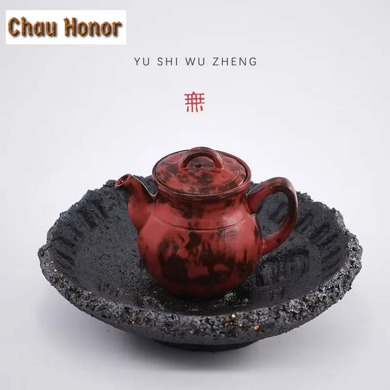 Hand Made Rough Pottery Pot Bearing Holder Antique The Dunhuang Caves Dry Brew Table Tea Tray Fruit Plate Kung Fu Teaware Gift