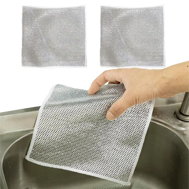 

Multi-purpose Wire Dishwashing Rag Strong Absorbent Wire Dish Towels Powerful Cleaning Towels Easy Clean Kitchen Accessories