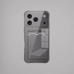 Transparent Card Holder TPU Phone Case with Enhanced Protection - iPhone 8 Plus (GRAY)