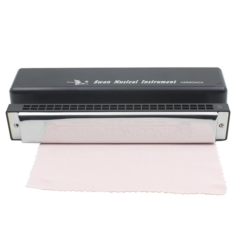 Description Picture 3 of itemHarmonica Professional Swan 24 Hole C&D Key Harmonica Play Double-Side Silver Harmonica Beginners Playing Music Instruments