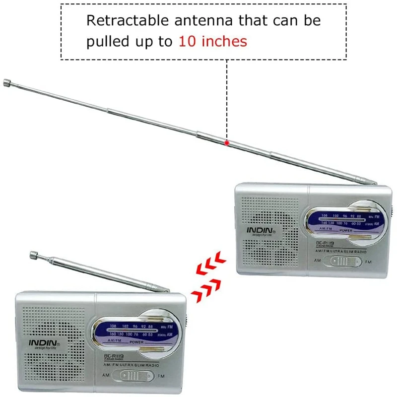 Ricevitore Radio Esterno Portatile Antenna Radio Am/Fm Antenna Ricevitore Telescopico 3V Multifunzione Anziani Radio