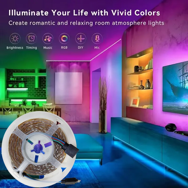 WIFI RGB LED Strip Light 5050 Bluetooth APP Control Led Flexible Diode Decoration For Festival Party TV Desk Bedroom led strip