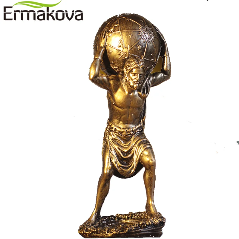 ERMAKOVA Greek God Statues Home Decor Atlas Sculptures Roman Hercules Titan Figurines for Desktop Astronomy Office Ornaments