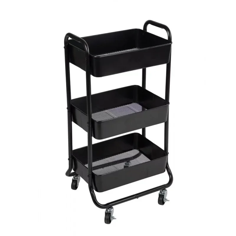 

Mainstays 3 Tier Metal Utility Cart Rich Black, Laundry Baskets, Powder Coating, Adult and Child