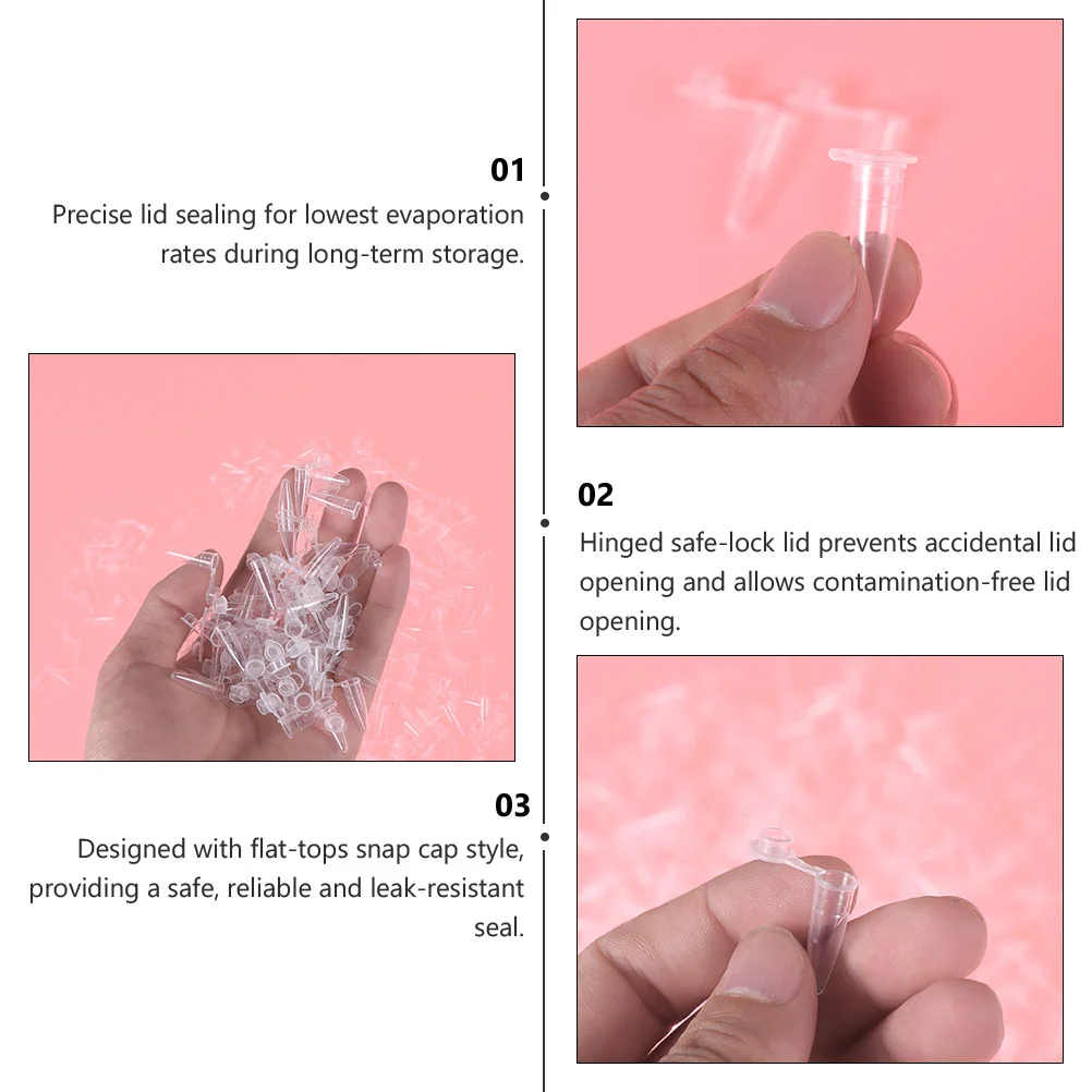 Plastic Micro Test Tube Snap Cap Cone Bottom Centrifuge Tube Sample Vial Container School Laboratory Instrument