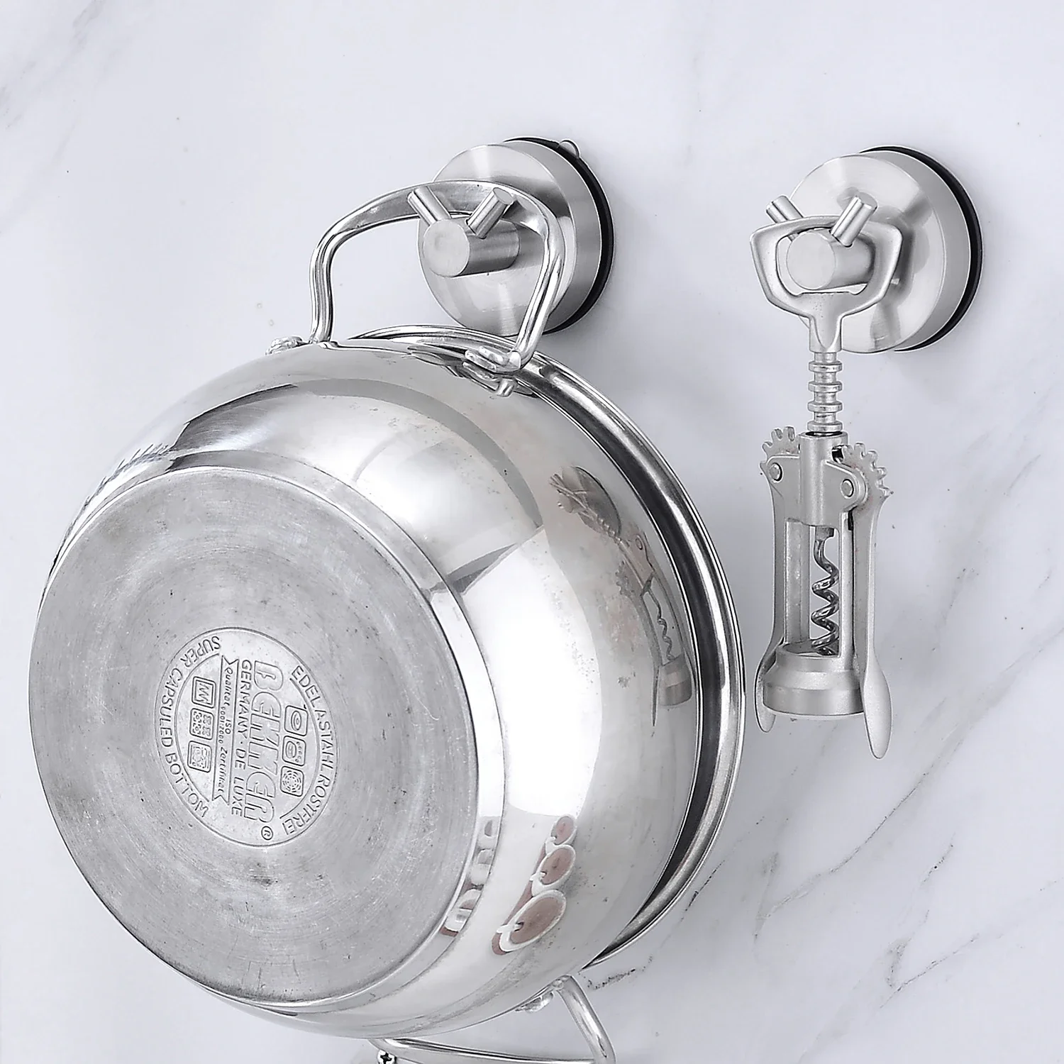 2pcs 5KGS Reusable Suction Cup Hook Stainless Steel Vacuum