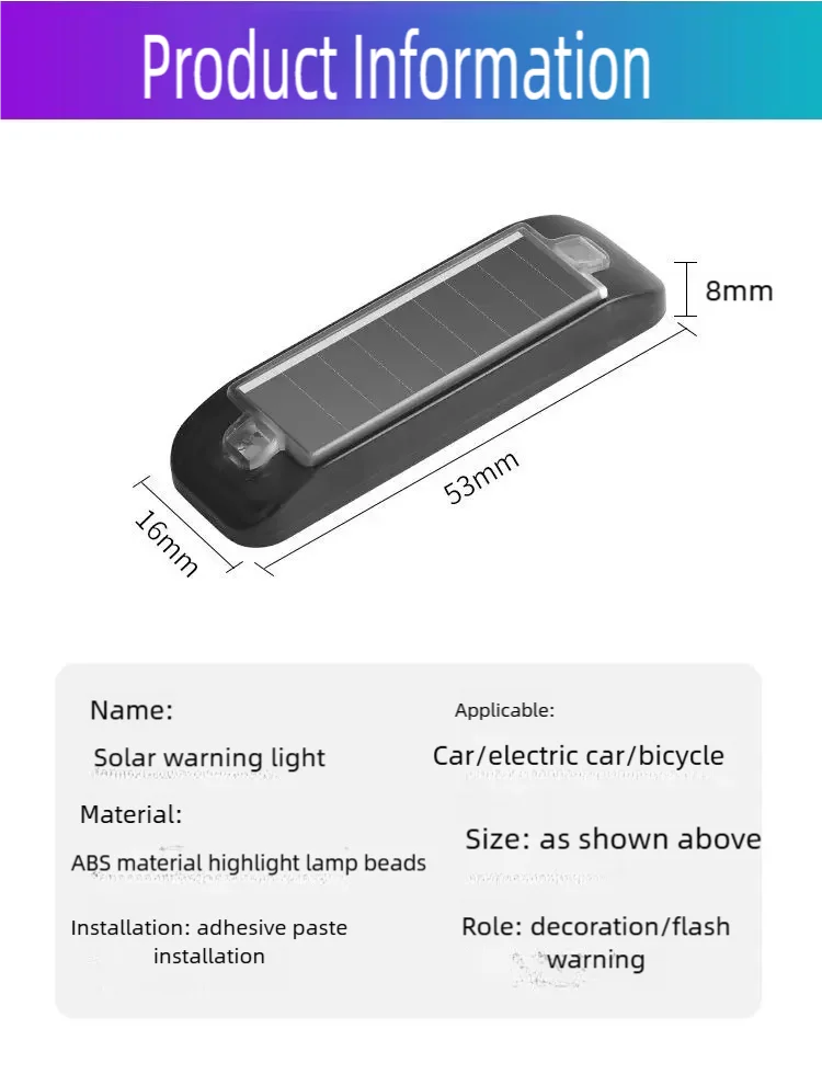 Car Mini LED Solar Power Warning Light Night Security Simulated Alarm Wireless Anti-Theft Caution Lamp Strobe Dummy Alarm Lamp - Image 11