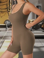 Women's sexy threaded yoga suit jumpsuit sleeveless high elasticity quick drying breathable jumpsuit shorts push up sportswear - Image 3