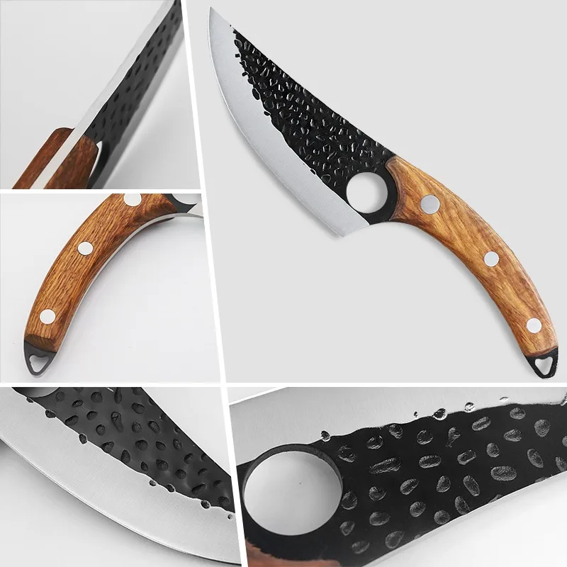 Meat Cleaver Fishing Knife Handmade Forged Viking Chef Knife Stainless Steel Kitchen Butcher Boning 5.5"