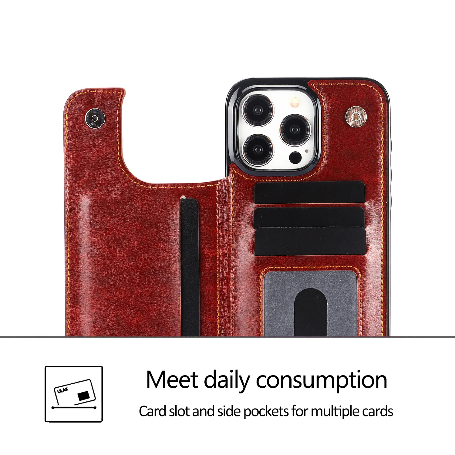 Premium Flip PU Leather Wallet Phone Case with Card Holder and Shockproof Protection