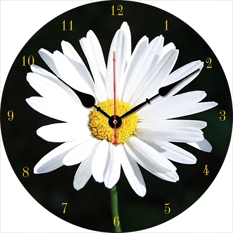 

Круглые Настенные часы с маргаритками для кухни, большие декоративные настенные часы для столового, ресторана, кафе, бесшумные, не тикающие, хороший подарок
