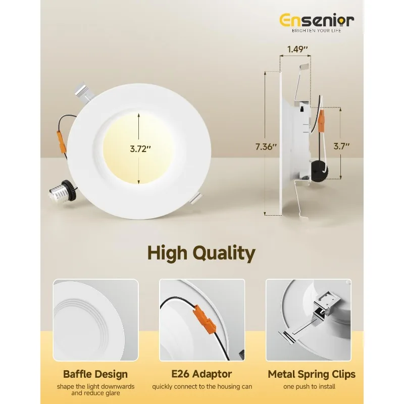 5/6" 5CCT LED Can Lights with Night Lights 6-Pack, Retrofit LED Recessed Lighting, Bezel Trim, Dimmable 6