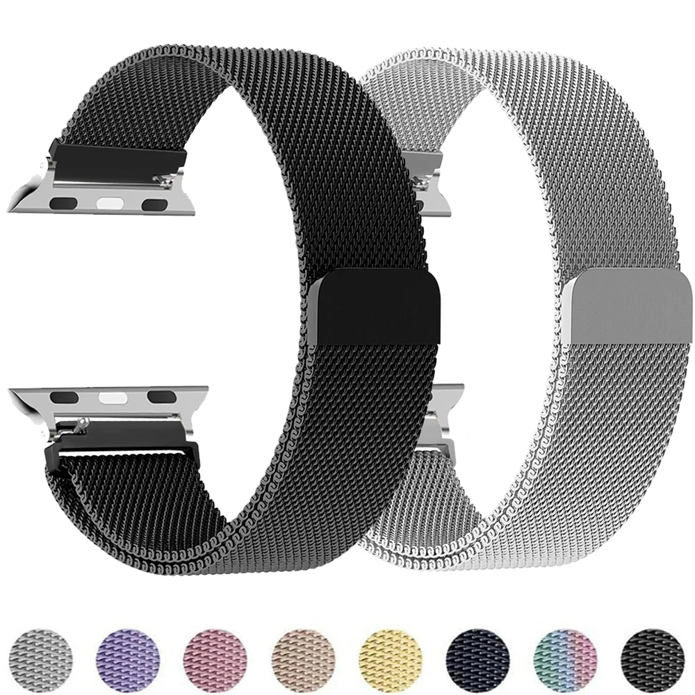 애플 워치 밴드용 밀라노 루프 스트랩 팔찌, 아이워치 시리즈 9, 3, 6, 4, SE, 7, 8, 울트라 2, 44mm, 40mm, 45mm, 49mm, 41mm, 38mm, 42mm, 44mm