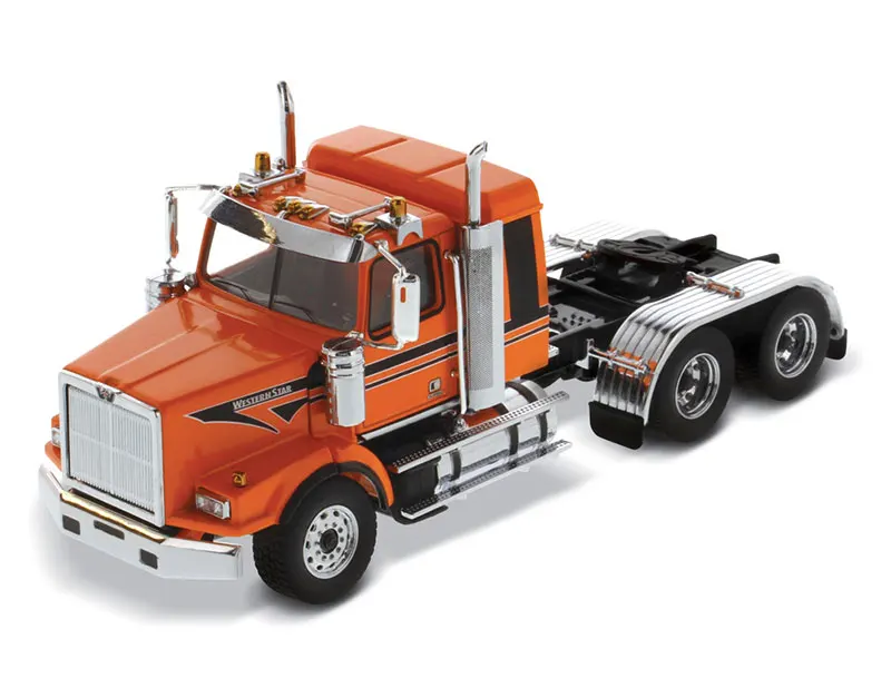 New DM 1/50 Western Star 4900 SB Sleeper Tandem Tractor Cab in Metallic Orange with Black Stripes Cab Only Diecast 71063