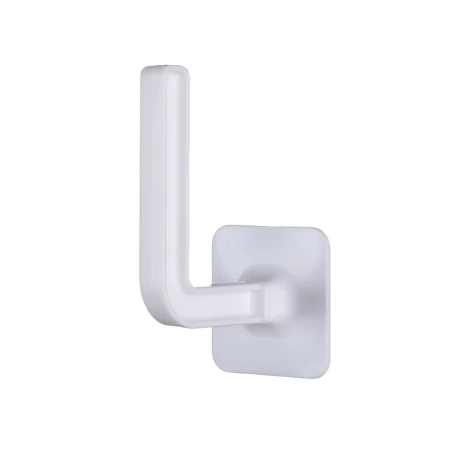 1 Pcs L-Shape Punch-Free Hook Wall Mounted Cloth Hanger for Coats Hats Towels Clothes Kitchen Rack Roll Bathroom Holder 1 Pcs