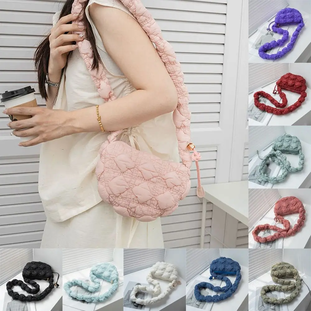 

Pleated Quilted Shoulder Bag Elegant Bubbles Cloud Messenger Bag Solid Color Shopping Bag Women Girls