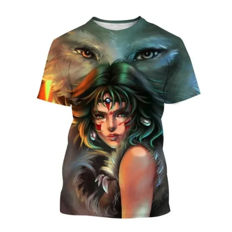 

Fashion Women Clothing New Anime Princess Mononoke 3D Print T-shirt Personality Harajuku Street Unisex Oversized T Shirt Tops