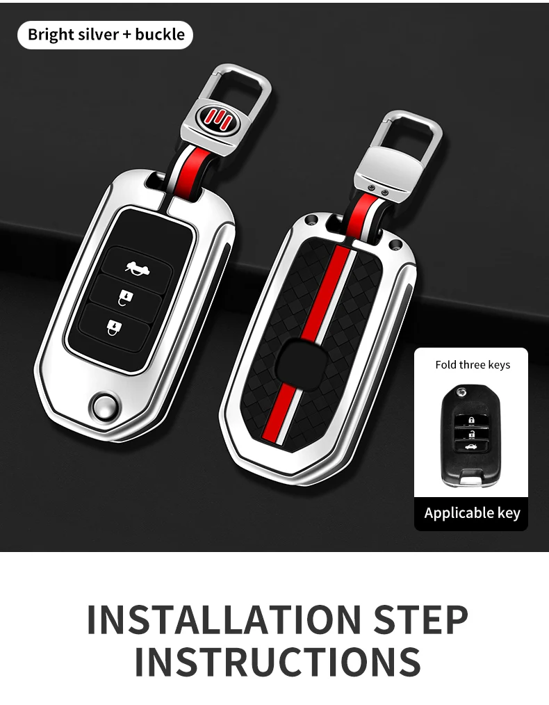 Custodia per chiave a distanza per auto in metallo Shell Fob per Honda Civic CRV CR-V HRV Accord Crider Odyssey Fit Pilot Protector Bag accessori - S6c96e6b8dc4d4d17b96a4b6e2b19da725