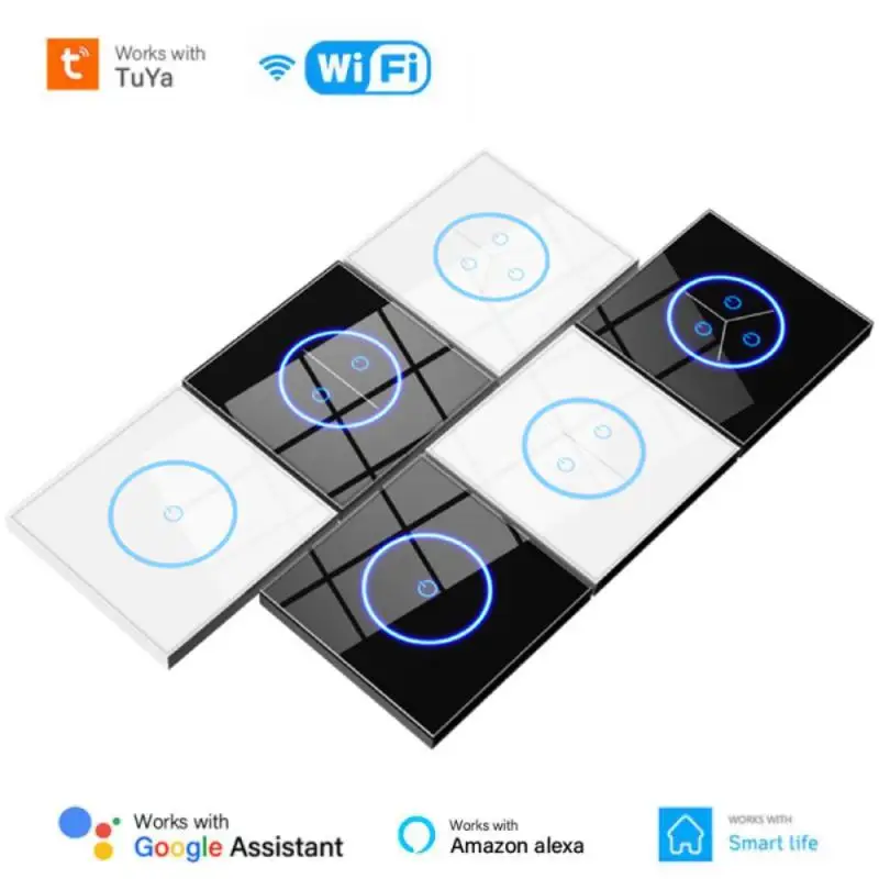 

Умный выключатель Wi-Fi Tuya, 10 А, ЕС, 1/2/3 клавиши, стеклянная панель, сенсорный выключатель, приложение/Голосовое управление через Smart Life, Alexa, Google Home