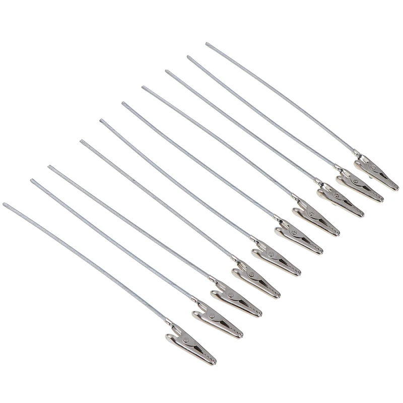 10pcs 15cm Length Non-insulated Electric Test Crocodile Clamp Metal Alligator Clips Silver Tone For Electric Testing Work