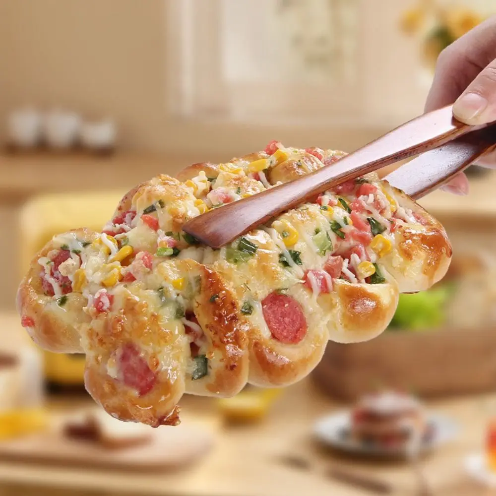 Wooden Cooking Kitchen Tongs Food Tongs Anti-slip Handle Durable Salad Bacon Steak Bread Cake Clip Pastry Clamp Food BBQ Tool