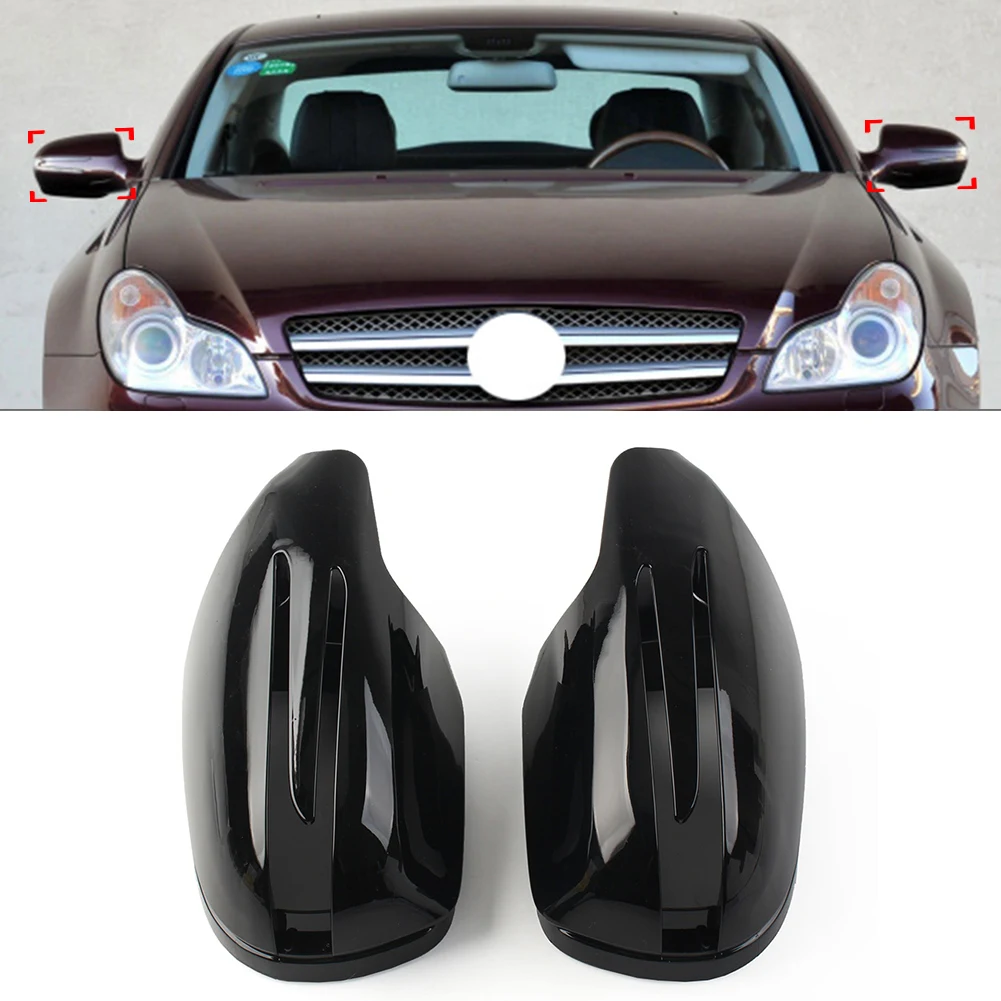 

1 Pair Glossy Black Car Rear View Mirror Cover For Mercedes Benz E-Coupe CLS CLC SL SLK Class