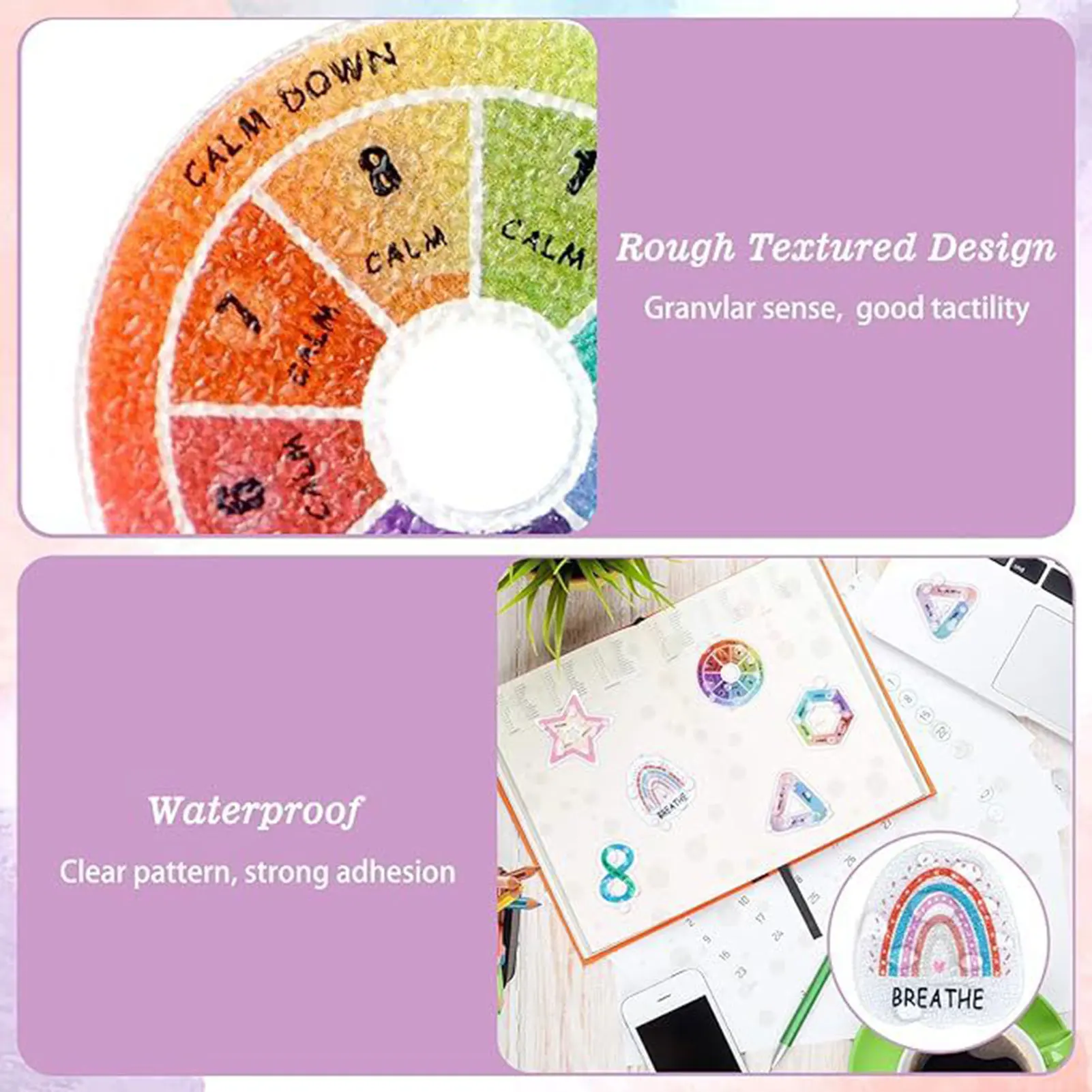 Calm Stickers For Anxiety Textured Sensory Adhesives Clam Sensory Strips Teenagers Adults Classroom DIY Stress Relief Stickers