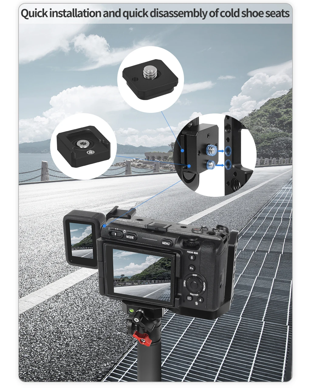 Quick Release Cold Shoe Mount 1/4 Screw for GoPro Hero 13 Insta360 Action Camera