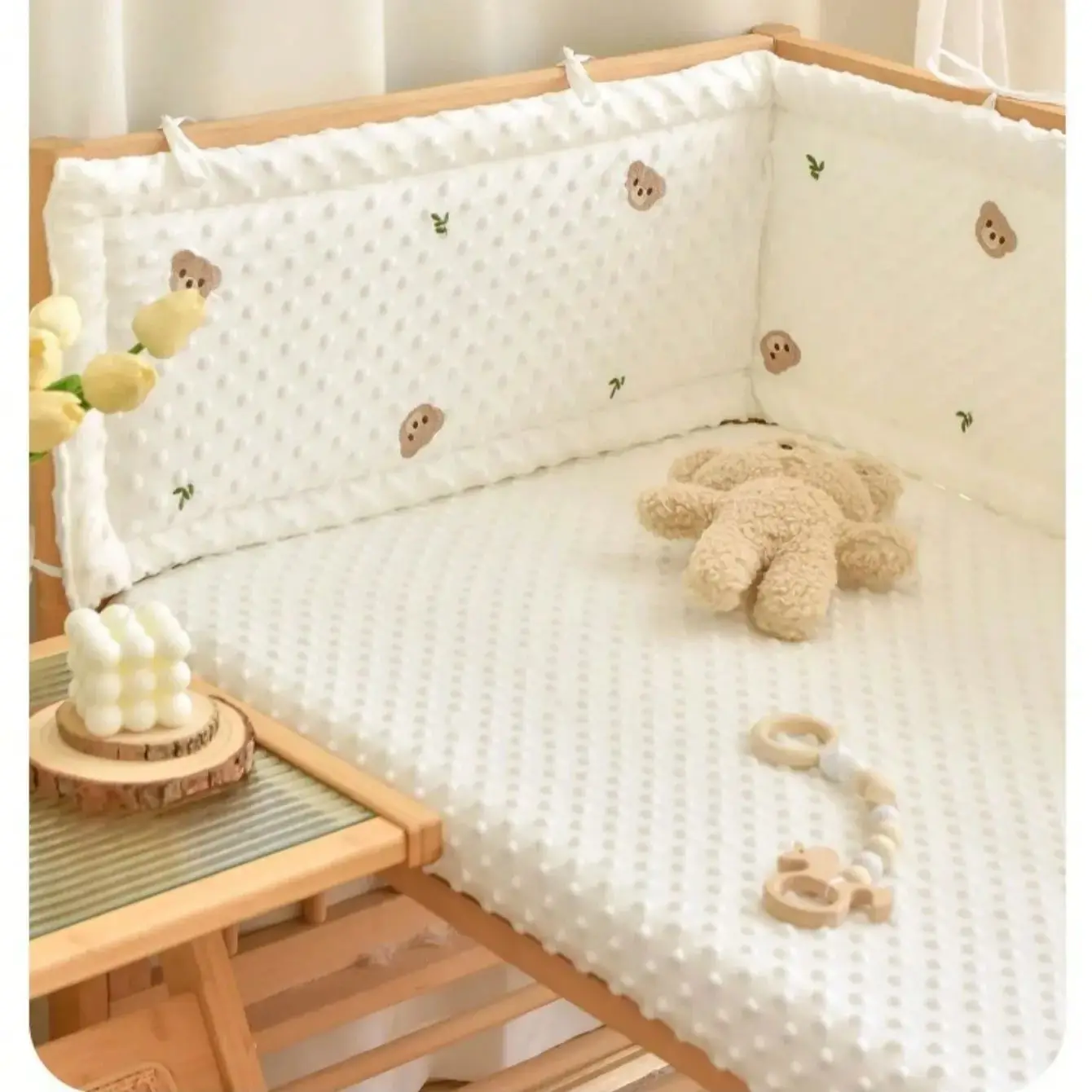 Baby Bed Bumper In The Crib Thick Soft Cot Protection Detachable Cradle Protector Children Room Decoration Baby Bed Bumper Crib - 6