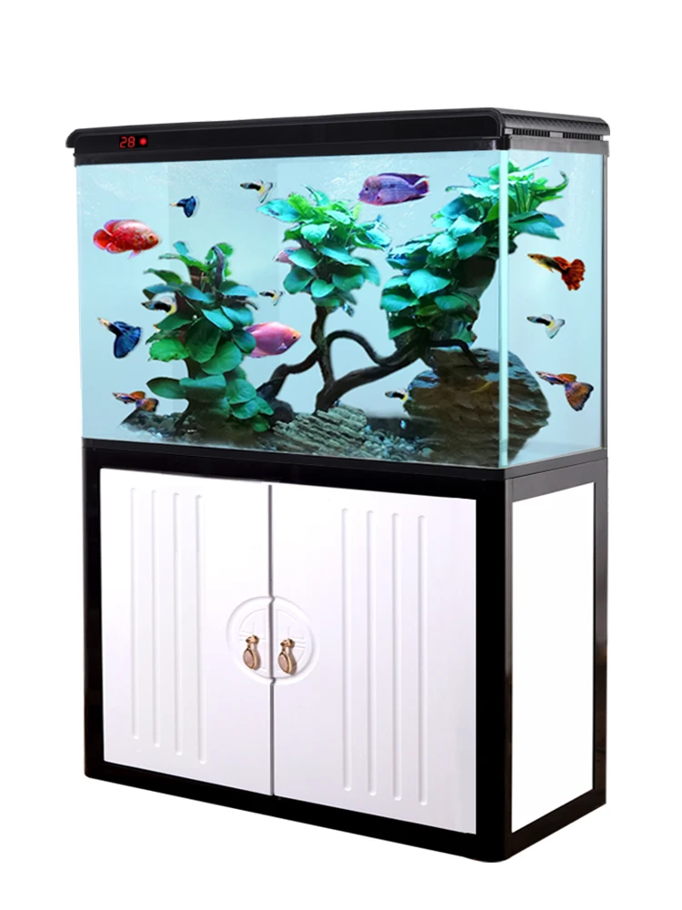 

Small and medium-sized bottom filter, no water exchange, ultra white hot curved glass goldfish tank