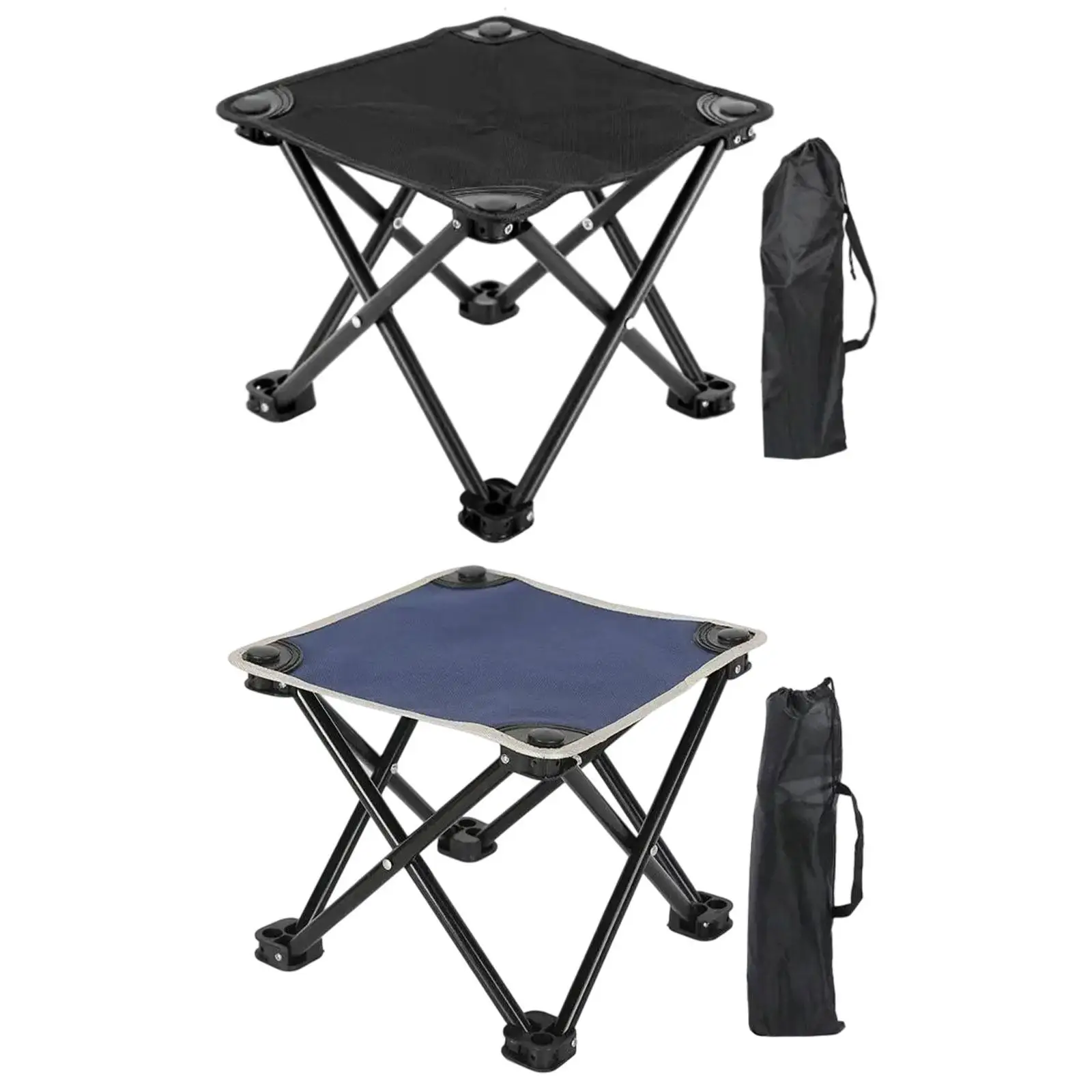 Tabouret de camping pliant avec repose-pieds et sac de transport pour pêche et randonnée