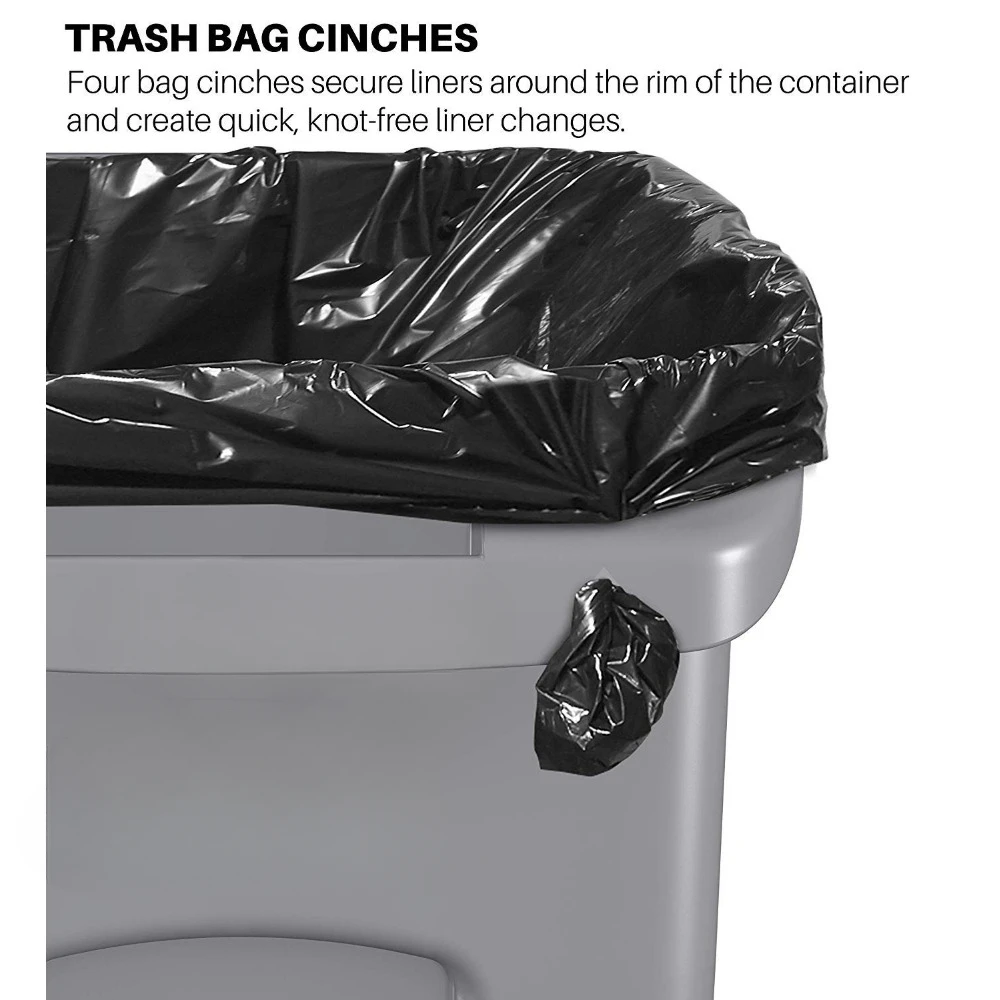 Slim Jim Trash Can Waste Bin with Venting Channels, Black, for Kitchen/Office/Workspace 3