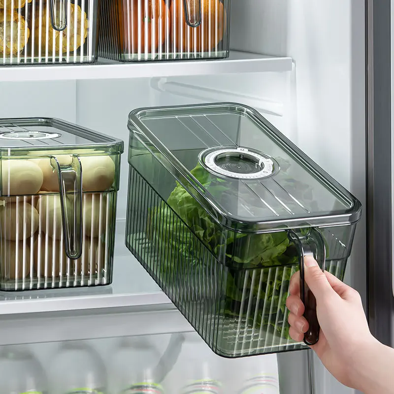 

Refrigerator Food Storage Box Drawer Organizer Fruit Vegetables Containers With Handle Transparent Food Freezer