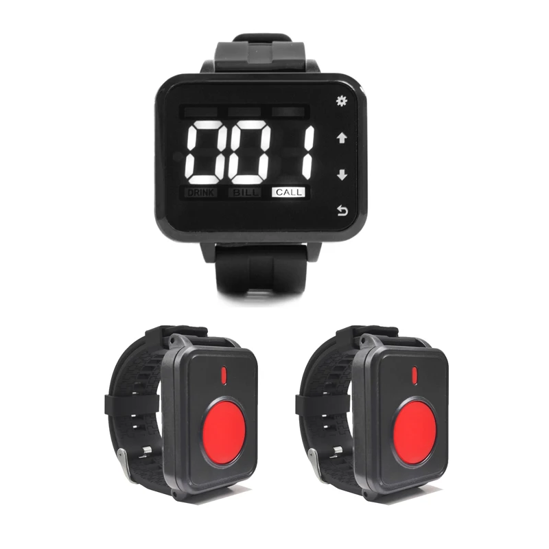 

Ycall Wireless Caregiver Pager System Nuse Alarm Call SOS Device Support Wrist Call Button For Disabled 1 Watch 2 Bell