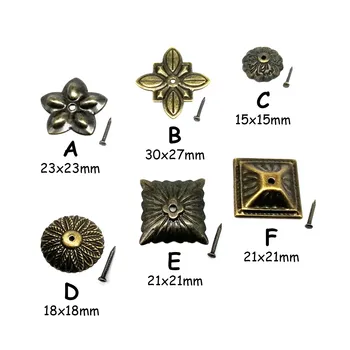 100pcs Antique Brass Upholstery Nail Jewelry Chest Wooden Box Corner Gift Wine Case Sofa Decorative Tack Stud Shim Pad Pushpin