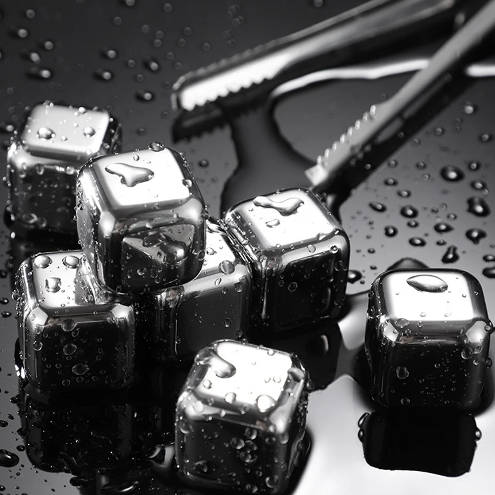 304 Stainless Steel Reusable Ice Cubes For Whiskey Wine Drinks Party Bar Tools