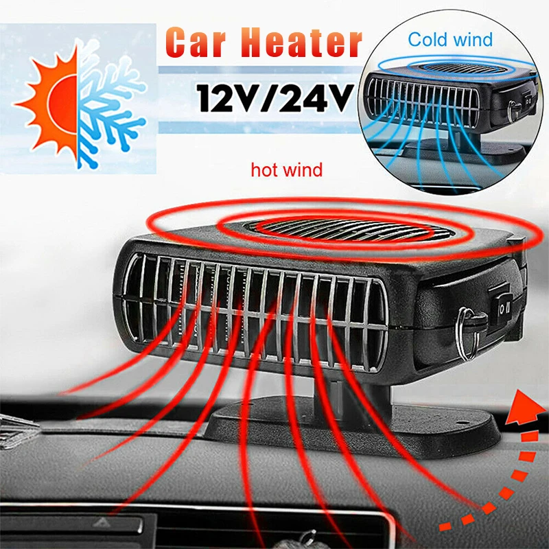 Car Heater 12V/24V 200W Electric Heater Portable Heating Cooling Fan Auto Windshield Demister