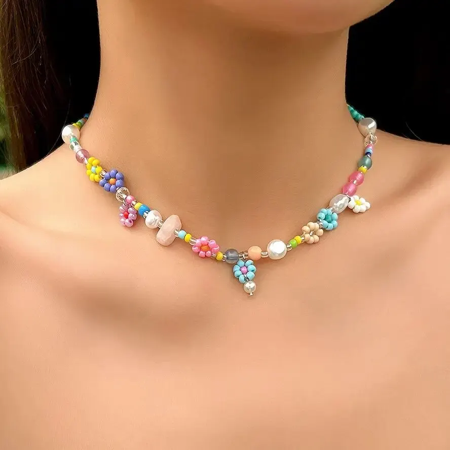 GUSXPPD Collier De Perles De ColoréEs, Collier Ras Du Cou En