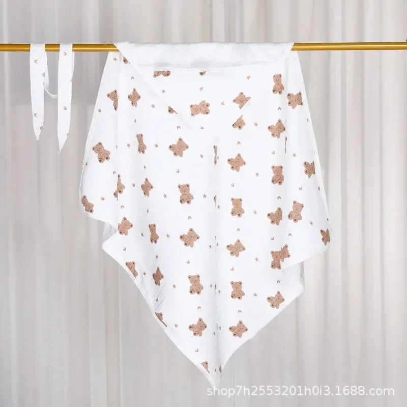Kawaii Baby Infant Cotton Safe Soft Swaddling Muslin Blanket Bath Towel Cartoon Animal Bear Dragon Diaper Wrap Cloth Bedding