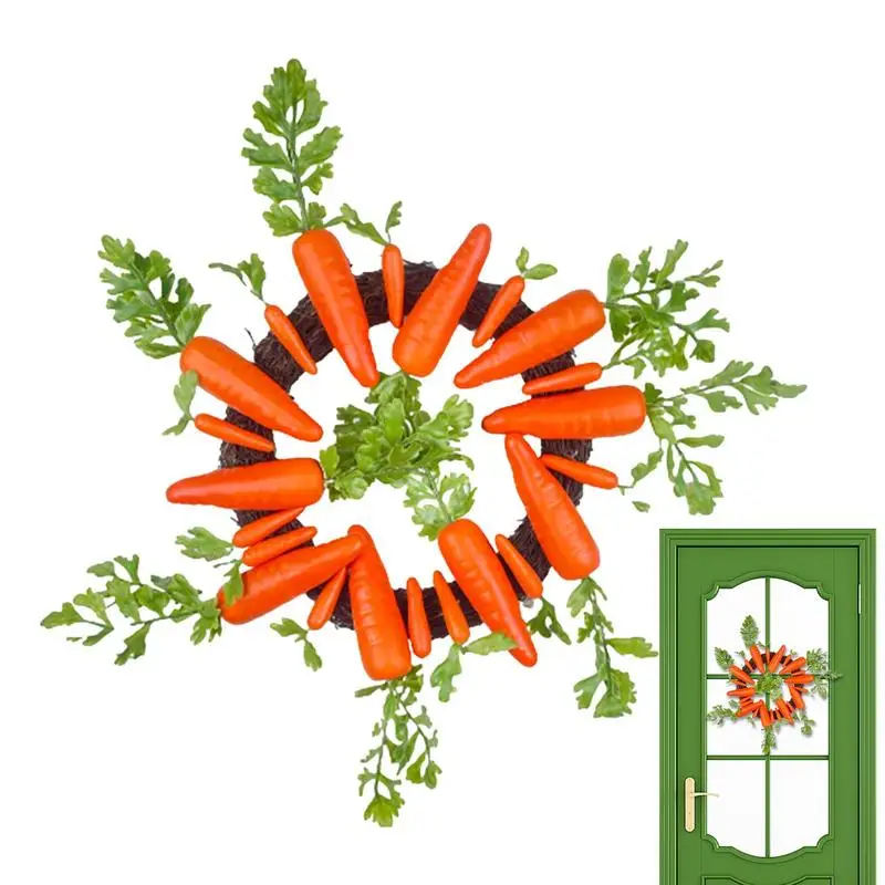 

Thanksgiving Day Door Wreath 17.7inch Carrot Harvest Wreath For Front Door Artificial Fall Wreath Decorations Autumn Wreath